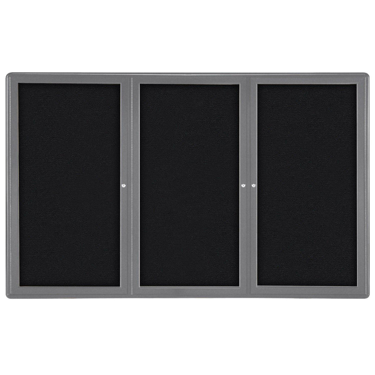 Ovation 3 Door Enclosed Fabric Bulletin Board, Hinged Doors, 4' H x 6' W
