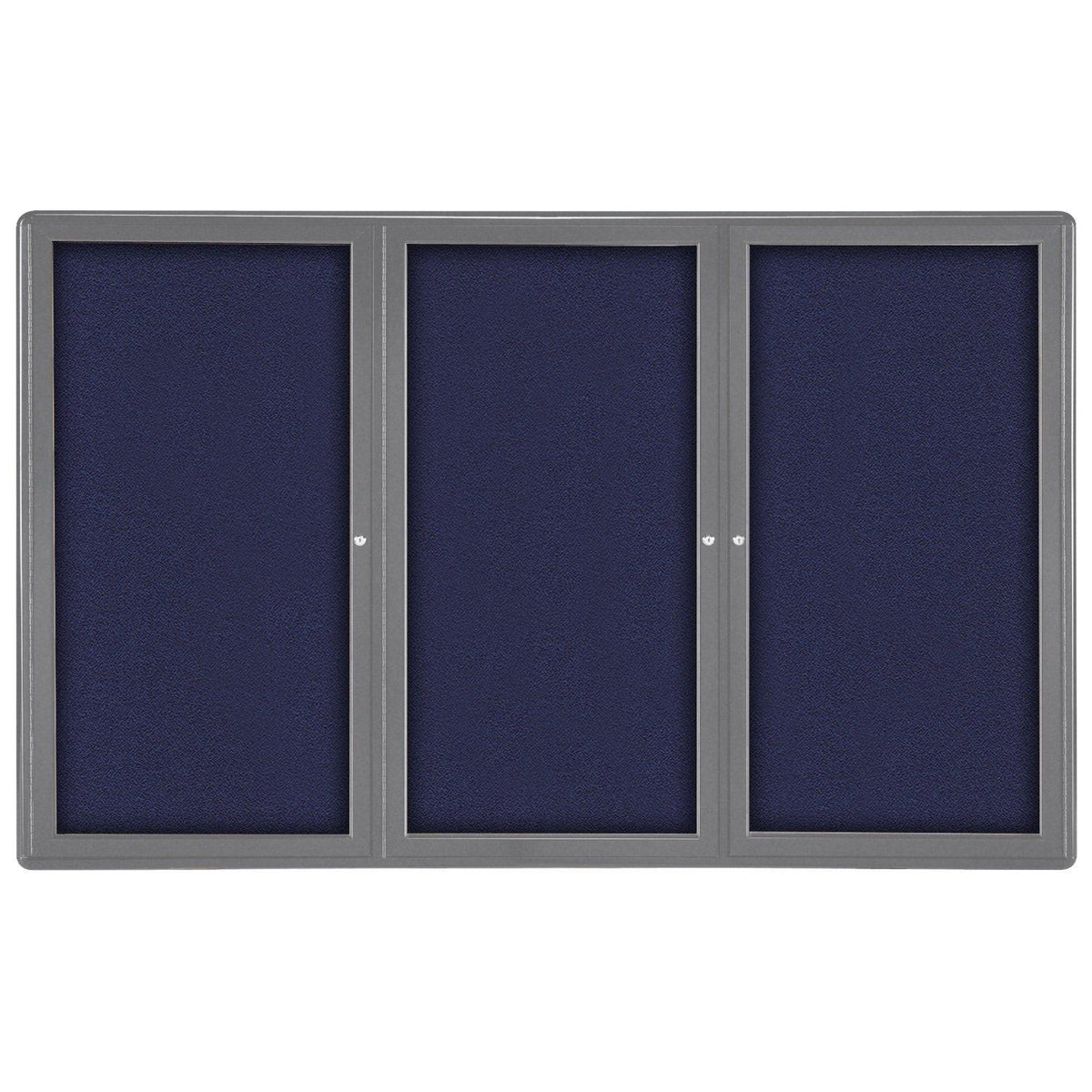 Ovation 3 Door Enclosed Fabric Bulletin Board, Hinged Doors, 4' H x 6' W