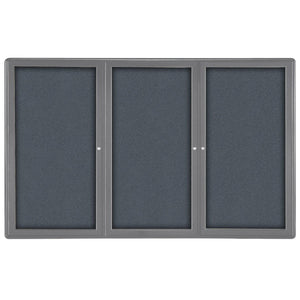 Ovation 3 Door Enclosed Fabric Bulletin Board, Hinged Doors, 4' H x 6' W