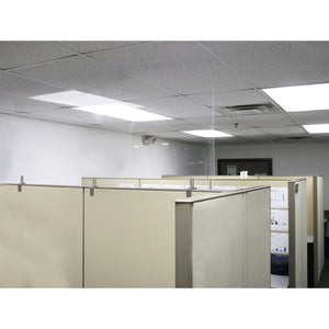 Clear Thermoplastic Partition & Cubicle Extender with Adjustable Clamp Attachment, 24"H x 48"W