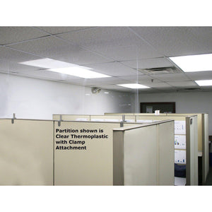Frosted Thermoplastic Partition & Cubicle Extender with Adjustable Clamp Attachment, 18"H x 24"W