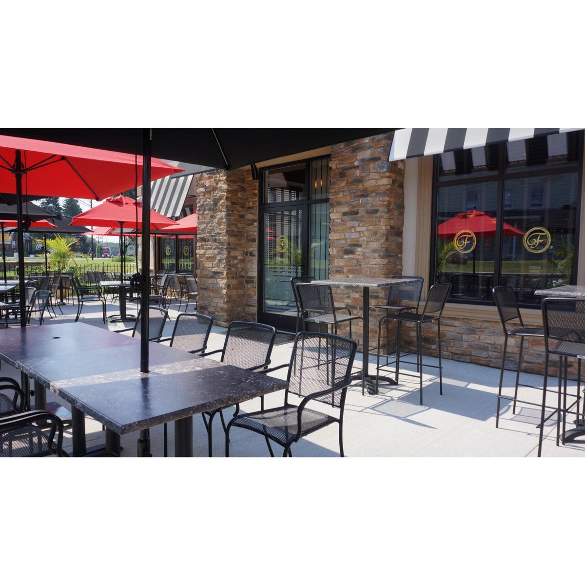 Chesapeake Collection Outdoor/Indoor Black Steel Barstool with Micro Mesh Seat and Back