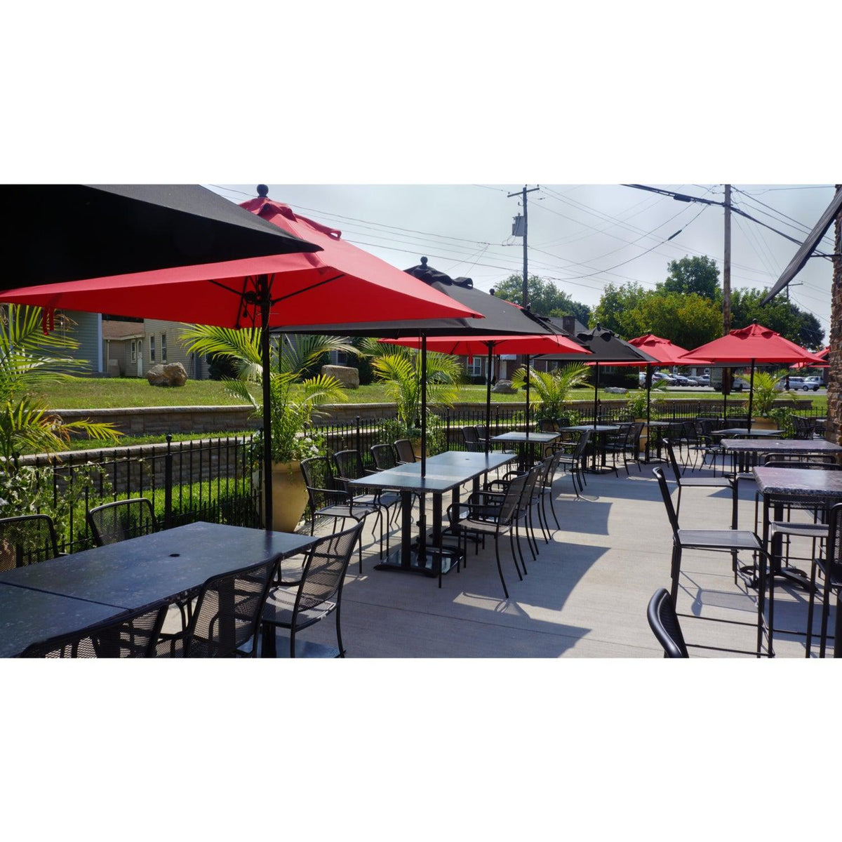 Chesapeake Collection Outdoor/Indoor Black Steel Stacking Armchair with Micro Mesh Seat and Back