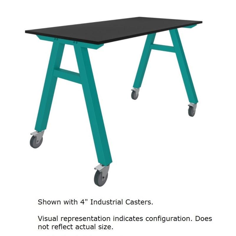 A-Frame Series Mobile Table, Phenolic Top, 48" W x 36" D x 30" H