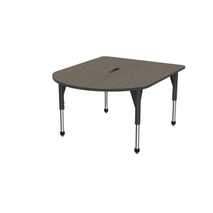 Premier Series Multimedia Tables with Power Module, 48" x 60"-Tables-Sitting (21" - 31")-Boardwalk Oak/Black-Black
