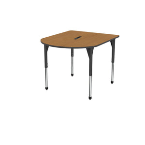 Premier Series Multimedia Tables with Power Module, 48" x 60"-Tables-Stool (32" - 42")-Solar Oak/Black-Black
