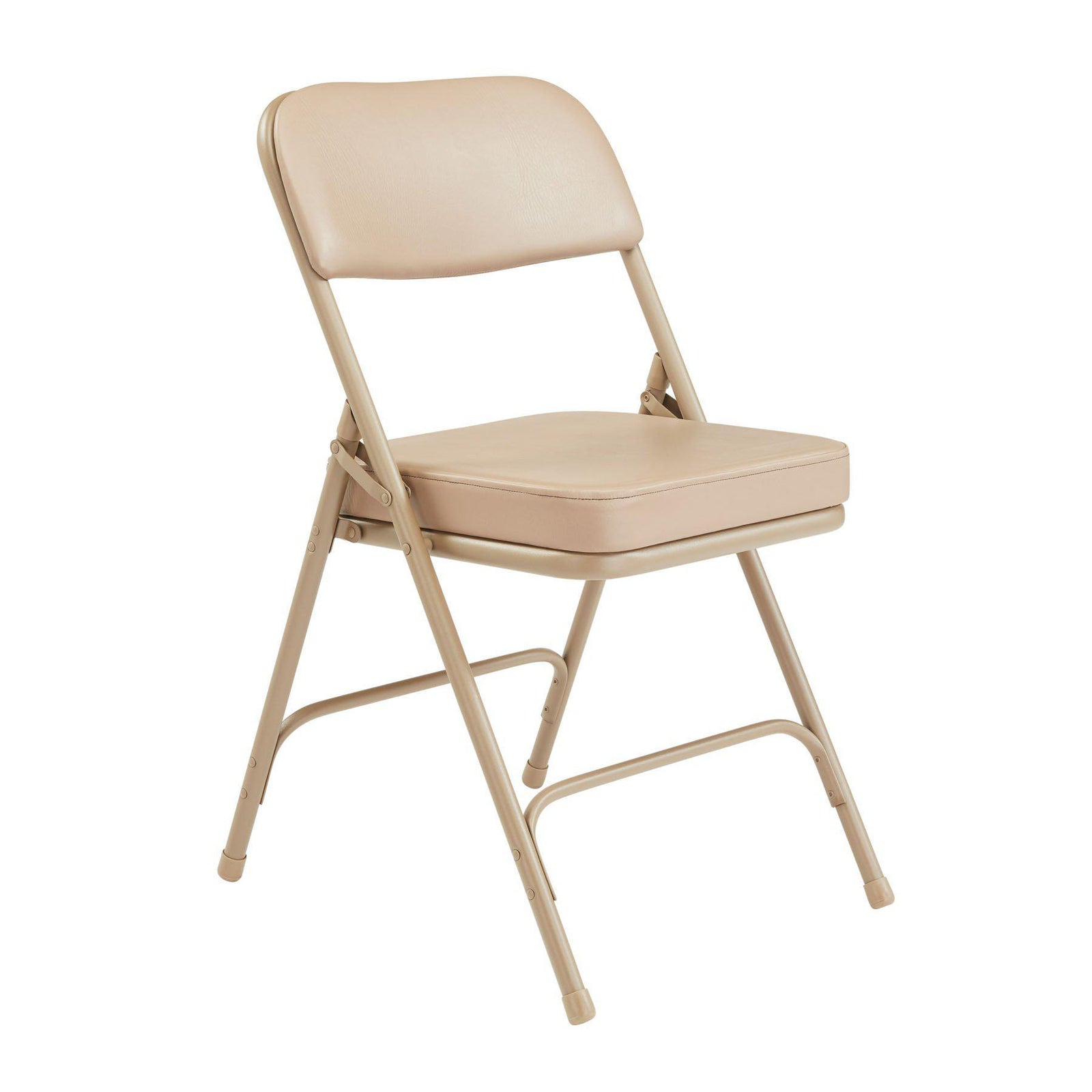 Premium 2" Upholstered Double Hinge Folding Chair (Carton of 2)-Chairs-Beige Vinyl/Beige Frame-