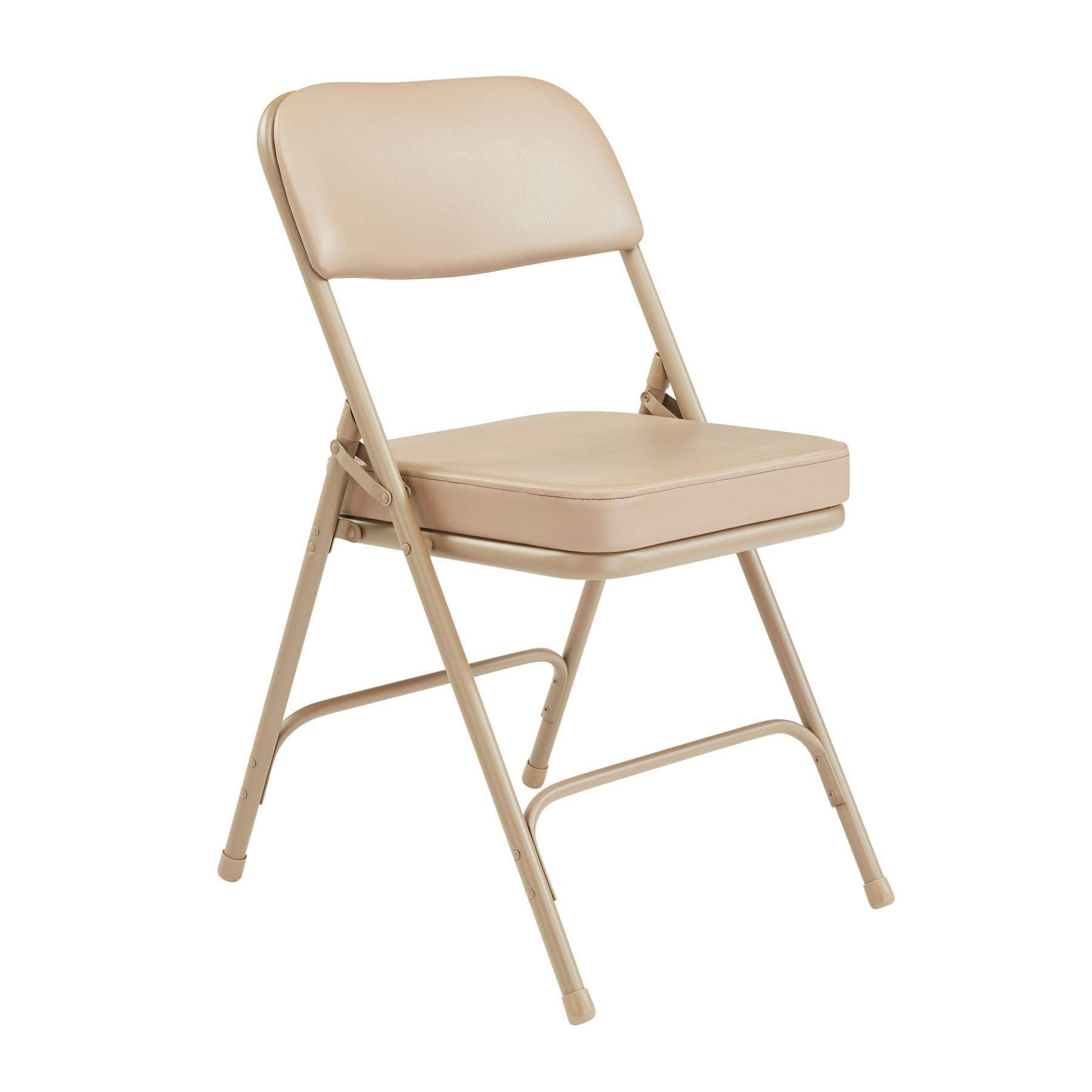 Premium 2" Upholstered Double Hinge Folding Chair (Carton of 2)-Chairs-Beige Vinyl/Beige Frame-