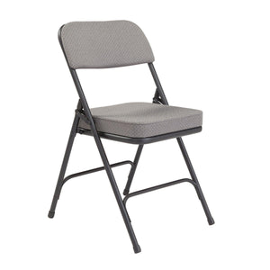 Premium 2" Upholstered Double Hinge Folding Chair (Carton of 2)-Chairs-Charcoal Grey Fabric/Black Frame-