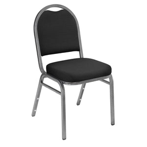 Premium Upholstered Dome-Back Stack Chair-Chairs-Ebony Black Fabric/Silvervein Frame-