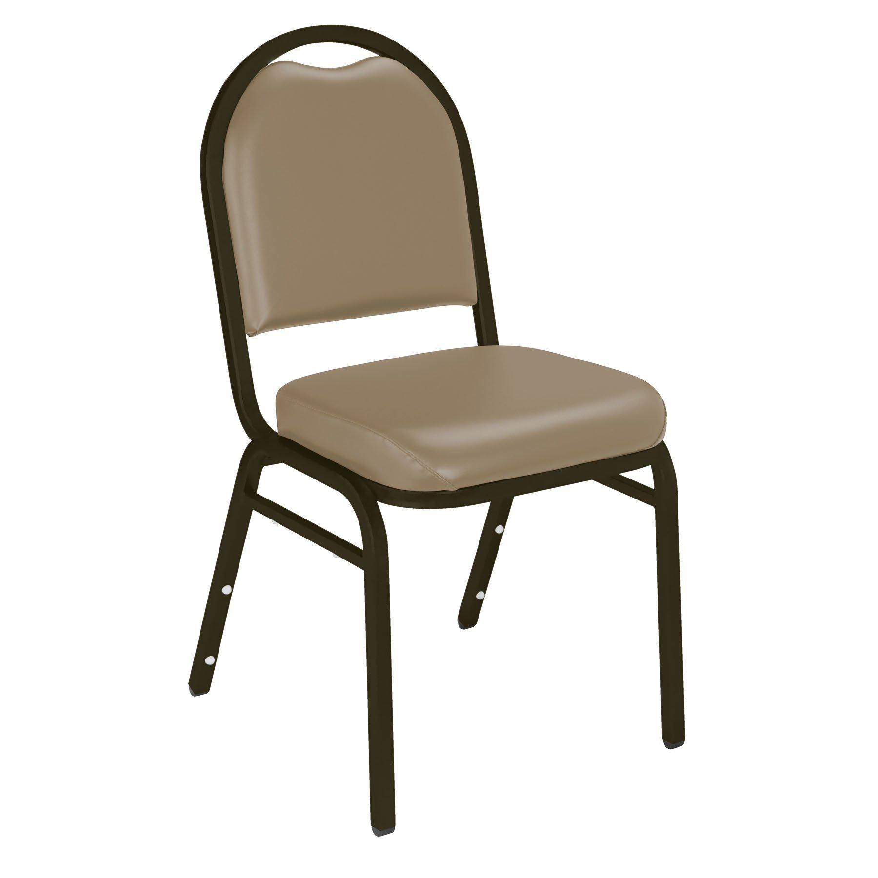 Premium Upholstered Dome-Back Stack Chair-Chairs-French Beige Vinyl/Mocha Frame-
