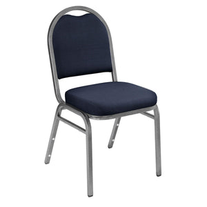 Premium Upholstered Dome-Back Stack Chair-Chairs-Midnight Blue Fabric/Silvervein Frame-