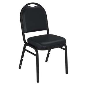 Premium Upholstered Dome-Back Stack Chair-Chairs-Panther Black Vinyl/Black Sandtex Frame-