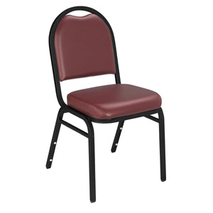 Premium Upholstered Dome-Back Stack Chair-Chairs-Pleasant Burgundy Vinyl/Black Sandtex Frame-