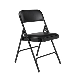 Premium Vinyl Upholstered Double Hinge Folding Chair (Carton of 4)-Chairs-Caviar Black Vinyl/Black Frame-