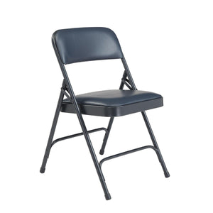 Premium Vinyl Upholstered Double Hinge Folding Chair (Carton of 4)-Chairs-Dark Midnight Blue Vinyl/Char Blue Frame-