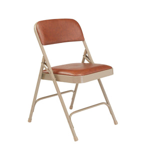 Premium Vinyl Upholstered Double Hinge Folding Chair (Carton of 4)-Chairs-Honey Brown Vinyl/Beige Frame-