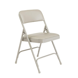 Premium Vinyl Upholstered Double Hinge Folding Chair (Carton of 4)-Chairs-Warm Grey Vinyl/Grey Frame-