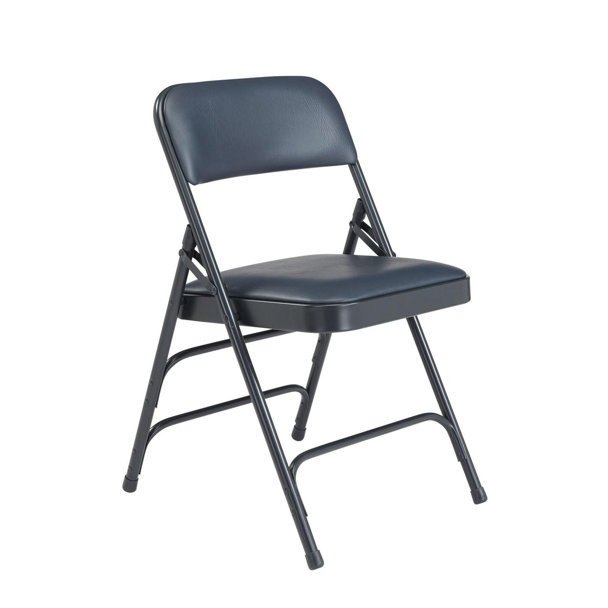 Premium Vinyl Upholstered Triple Brace Double Hinge Folding Chair (Carton of 4)-Chairs-Dark Midnight Blue Vinyl/Char Blue Frame-