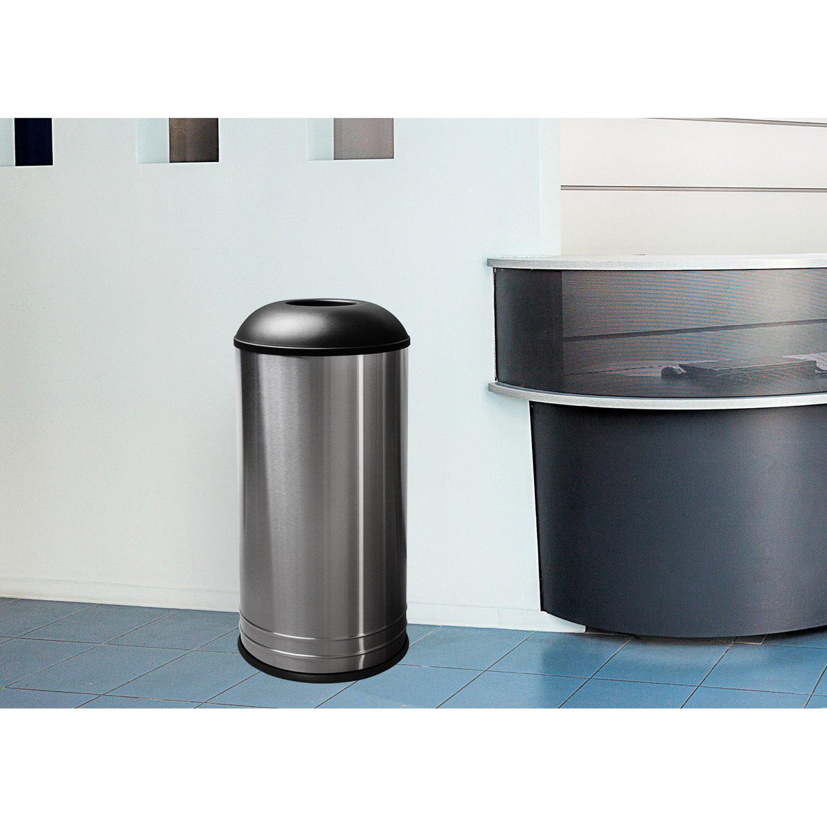 International Collection Stainless Steel Dome Top Indoor Waste Receptacle, 18-Gallon Capacity