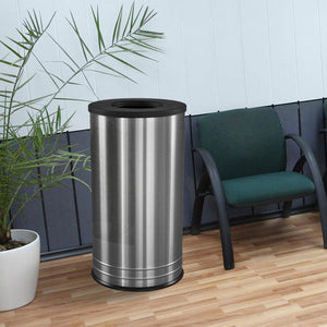 International Collection Flat Top Stainless Steel Indoor Waste Receptacle, 18-Gallon Capacity