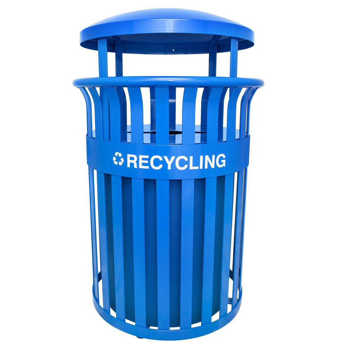 Streetscape Classic Outdoor Flared Recycling Receptacle with Canopy, 37-Gallon Capacity