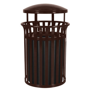 Streetscape Classic Outdoor Flared Trash Receptacle with Canopy, 37-Gallon Capacity