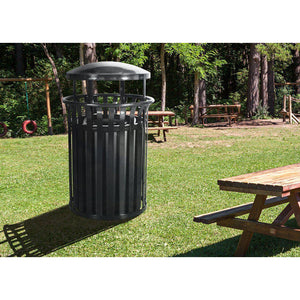 Streetscape Classic Outdoor Flared Trash Receptacle with Canopy, 37-Gallon Capacity
