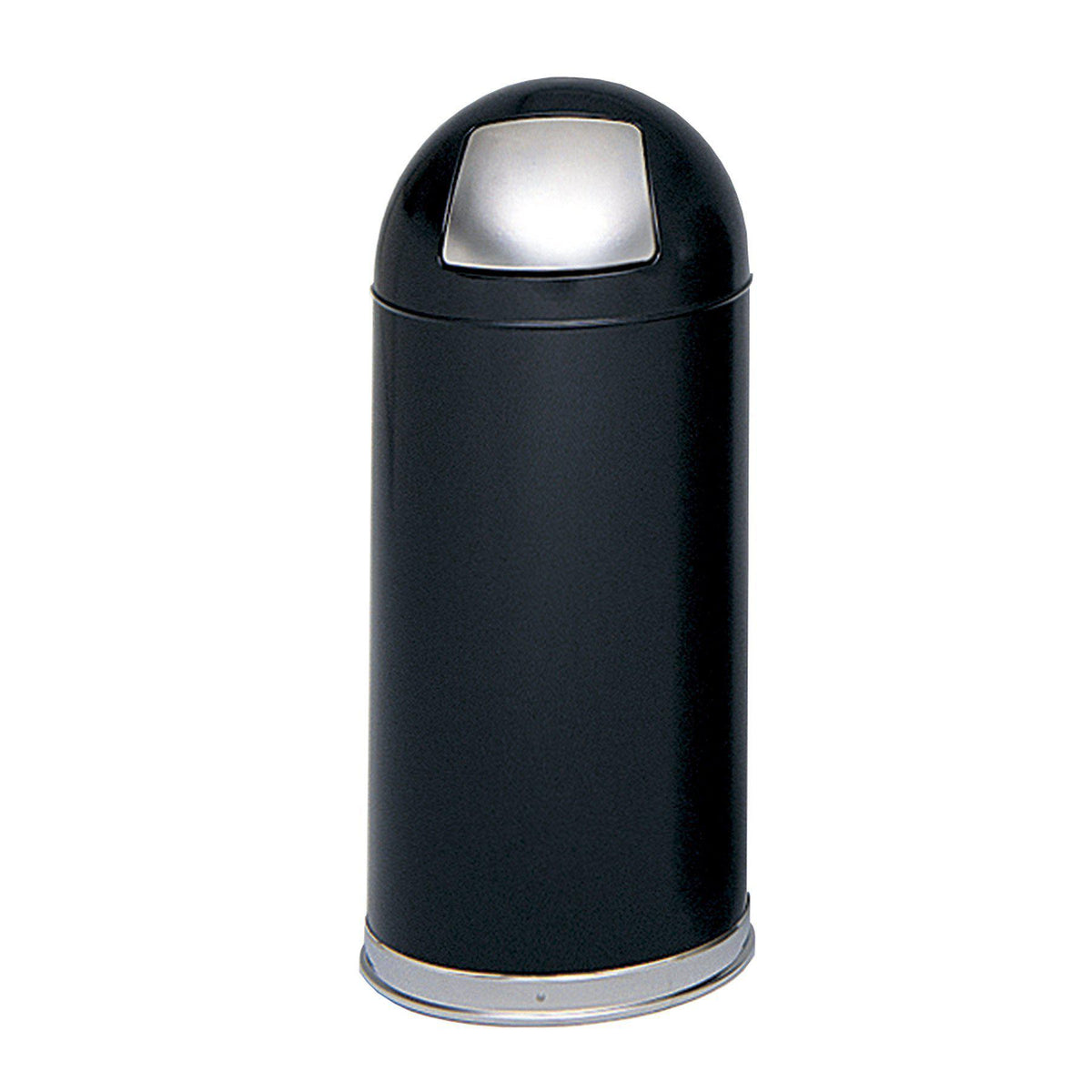  Push Door Dome Top Receptacle, 15 Gallon, Black