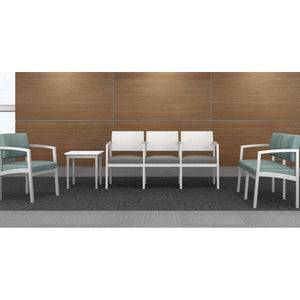 Lenox Steel Collection Reception Seating, 4 Seat Sofa with Center Arms, Healthcare Vinyl Upholstery, FREE SHIPPING