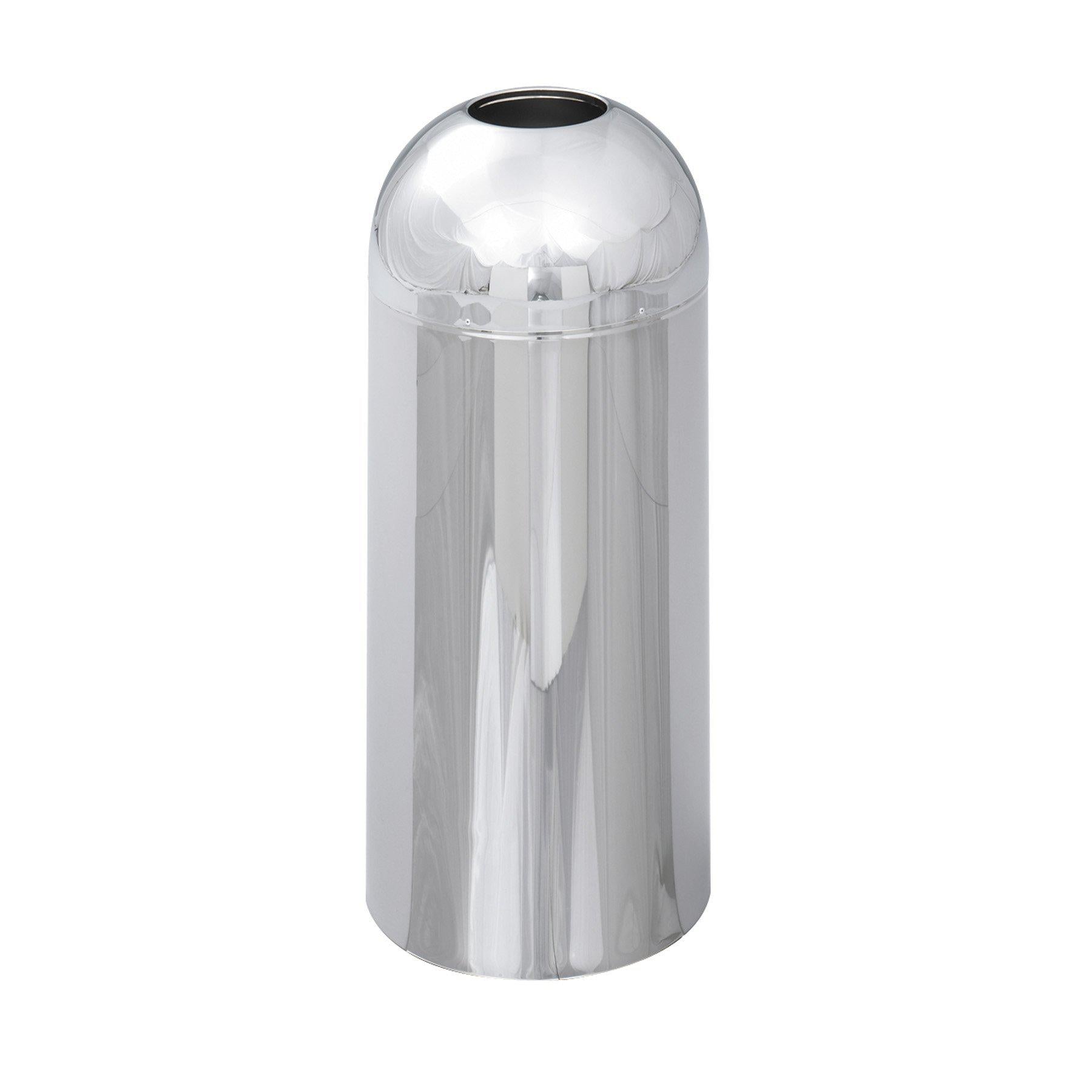 Reflections Open Top Dome Receptacle, 15-Gallon, Chrome-