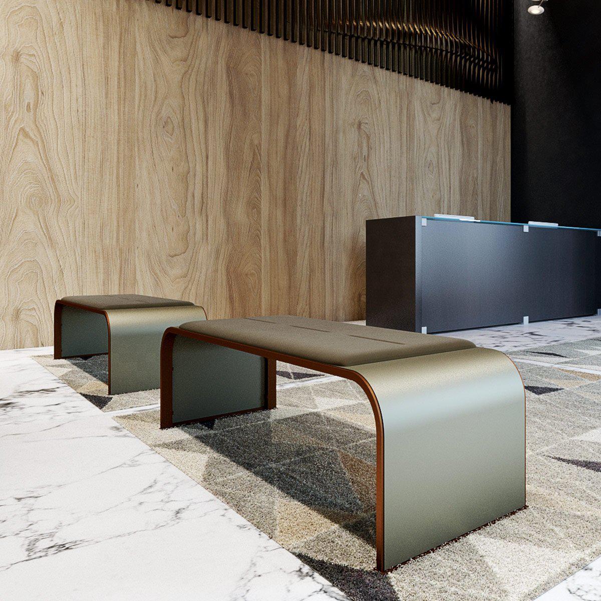 Respit Painted Steel Bench with Cushion