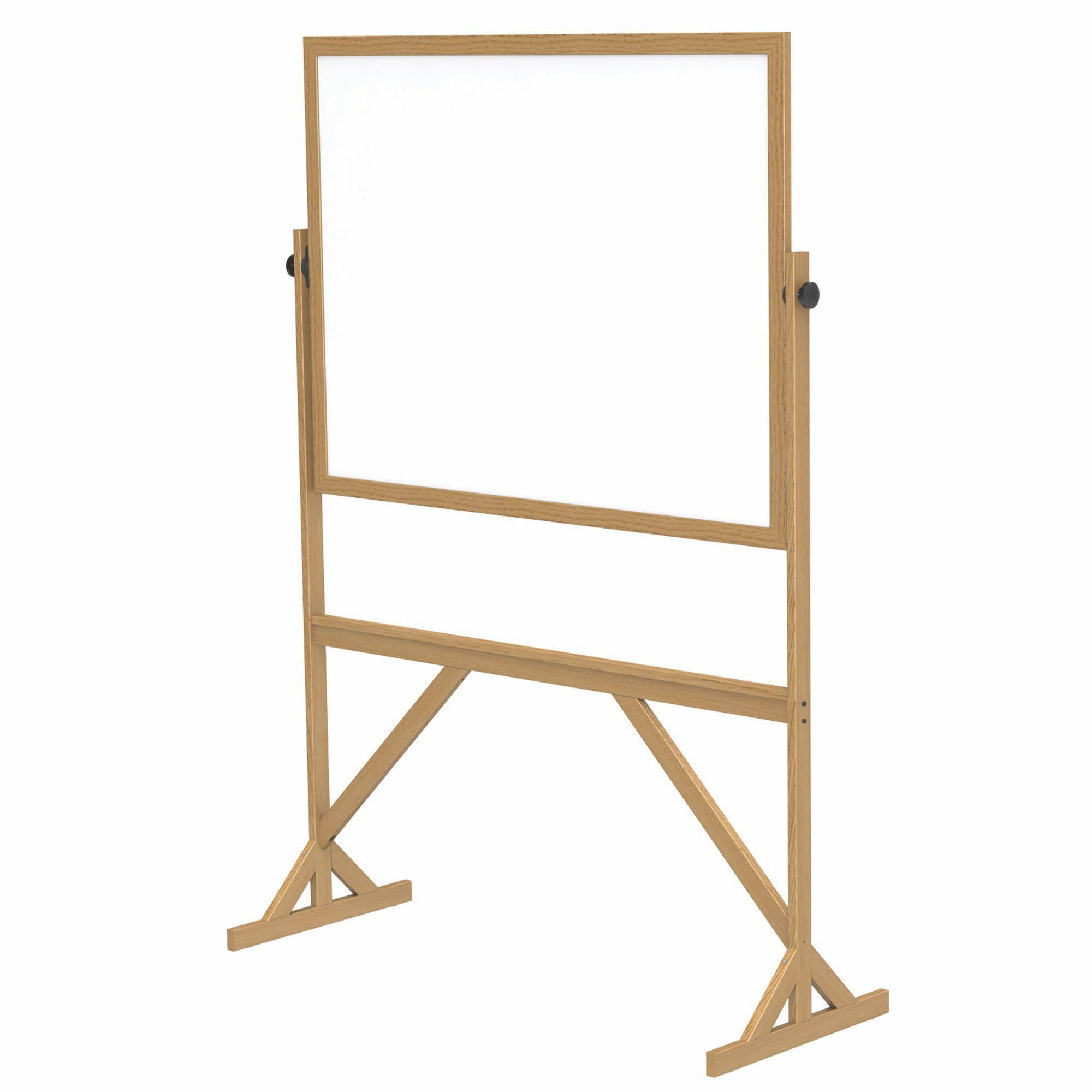 Reversible Whiteboard with Wood Frame-Boards-3'H x 4'W-
