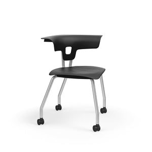Ruckus 4-Leg Chair with Casters, 18" Seat Height-Chairs-Black (PBL)-Starlight Silver Metallic-No