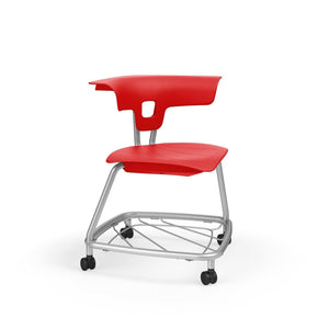 Ruckus 4-Leg Chair with Casters, 18" Seat Height-Chairs-Poppy Red (PPR)-Starlight Silver Metallic-Yes