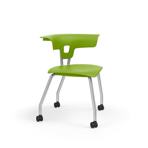 Ruckus 4-Leg Chair with Casters, 18" Seat Height-Chairs-Zesty Lime (PZL)-Starlight Silver Metallic-No