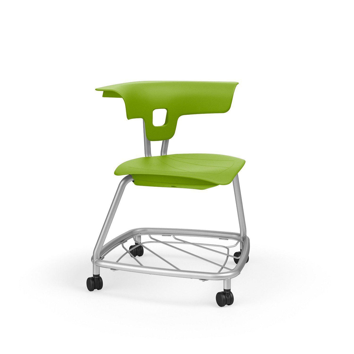 Ruckus 4-Leg Chair with Casters, 18" Seat Height-Chairs-Zesty Lime (PZL)-Starlight Silver Metallic-Yes