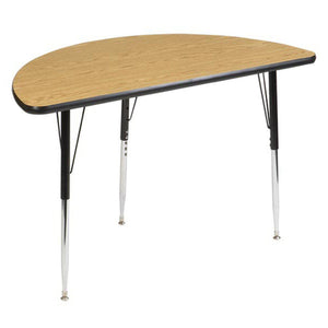 Workhorse Series Adjustable Height Activity Table with High-Pressure Laminate Top, 48" Half Round
