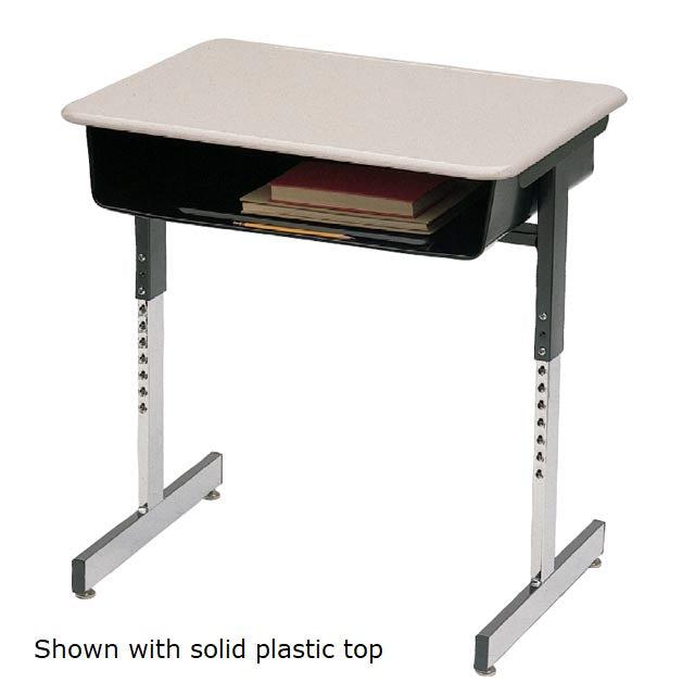 Pedestal Leg Adjustable Height Open Front Desk, High Pressure Laminate Top