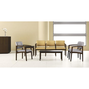 Lenox Wood Collection Reception Seating, 4 Seat Bench, Standard Vinyl Upholstery, FREE SHIPPING