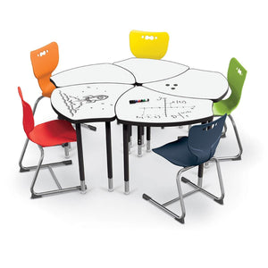 Hierarchy Shapes Desk + Porcelain Steel Dry Erase Whiteboard Top, LIFETIME WARRANTY