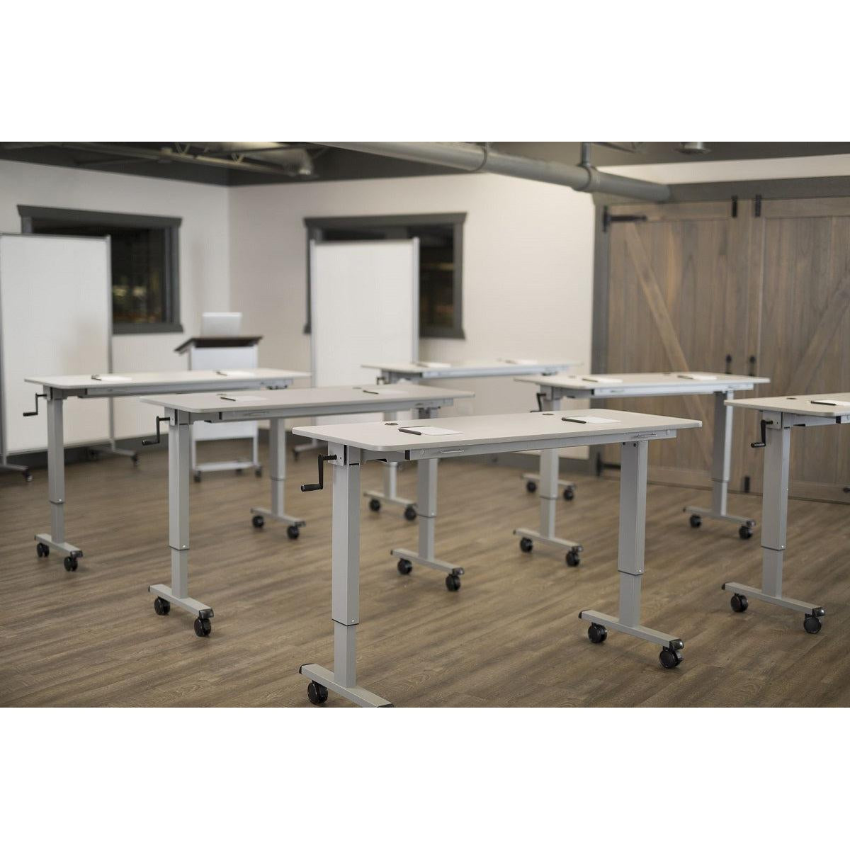 60" Adjustable Flip-Top Nesting Table with Crank Handle