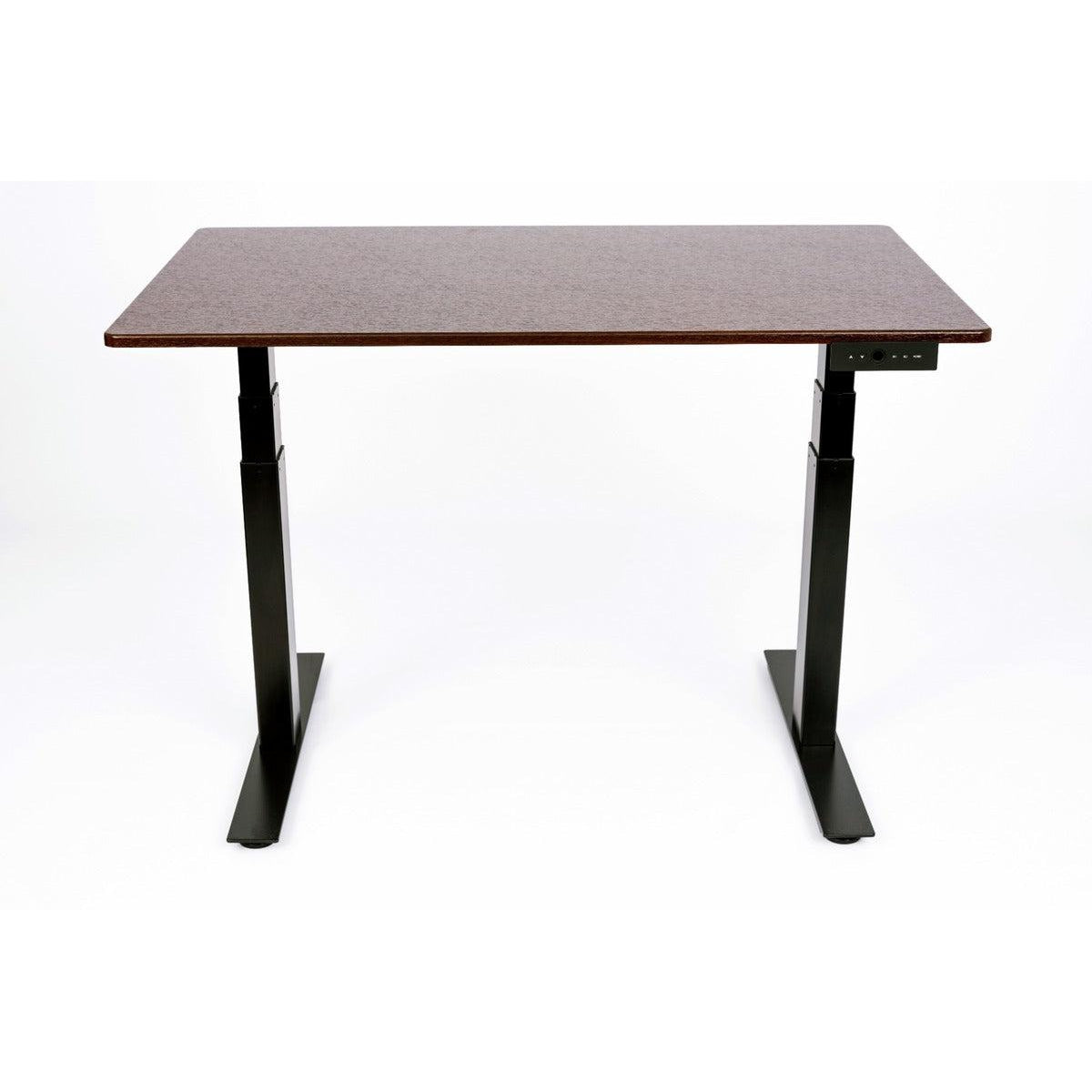48" 3-Stage Dual Motor Electric Stand Up Desk, Black Frame, Dark Walnut Top