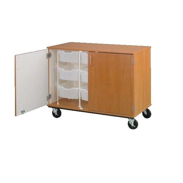 Closed Bin Mobile Storage, (9) 6" Bins, Lockable