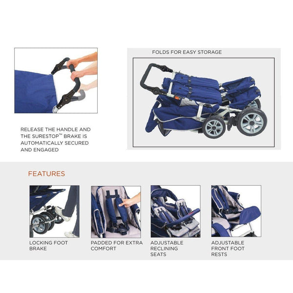 bye bye baby stroller SureStop Bye-Bye Folding Commercial Stroller 4 Passenger