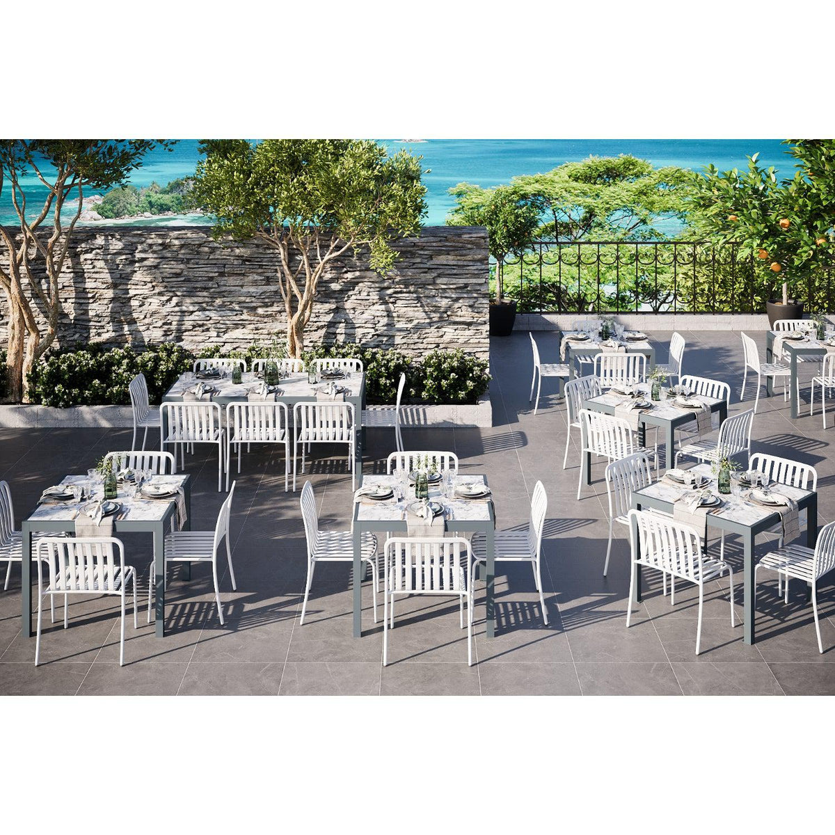 Key West Collection Outdoor/Indoor Vertical Slat Stacking Aluminum Armchair