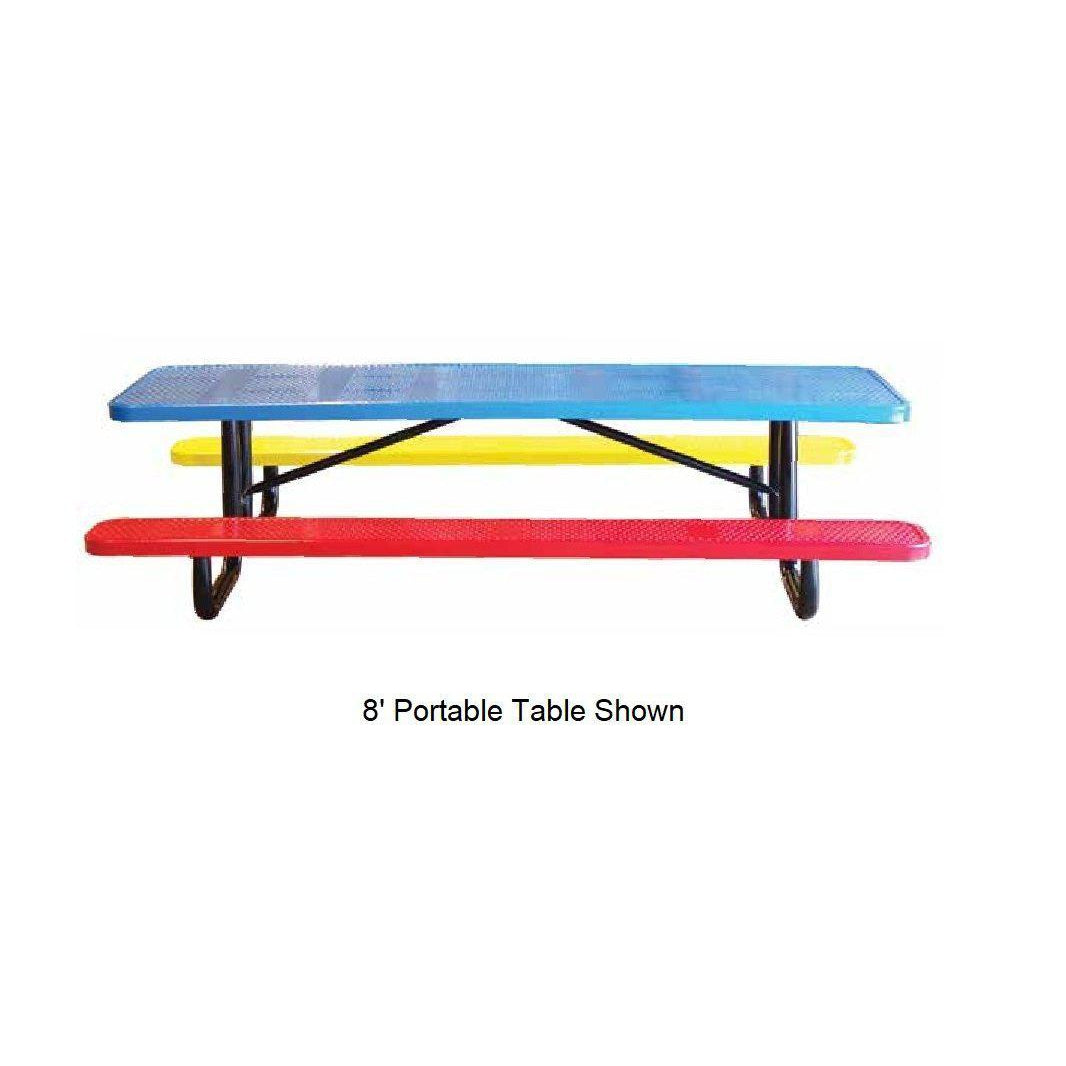 8’ Children's Perforated Metal Picnic Table, In Ground Mount