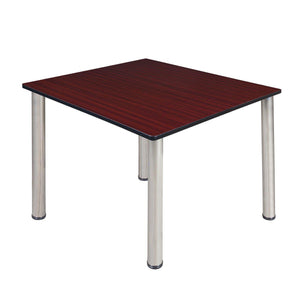 Kee 48" Square Post-Leg Breakroom Table, 29" Dining Height