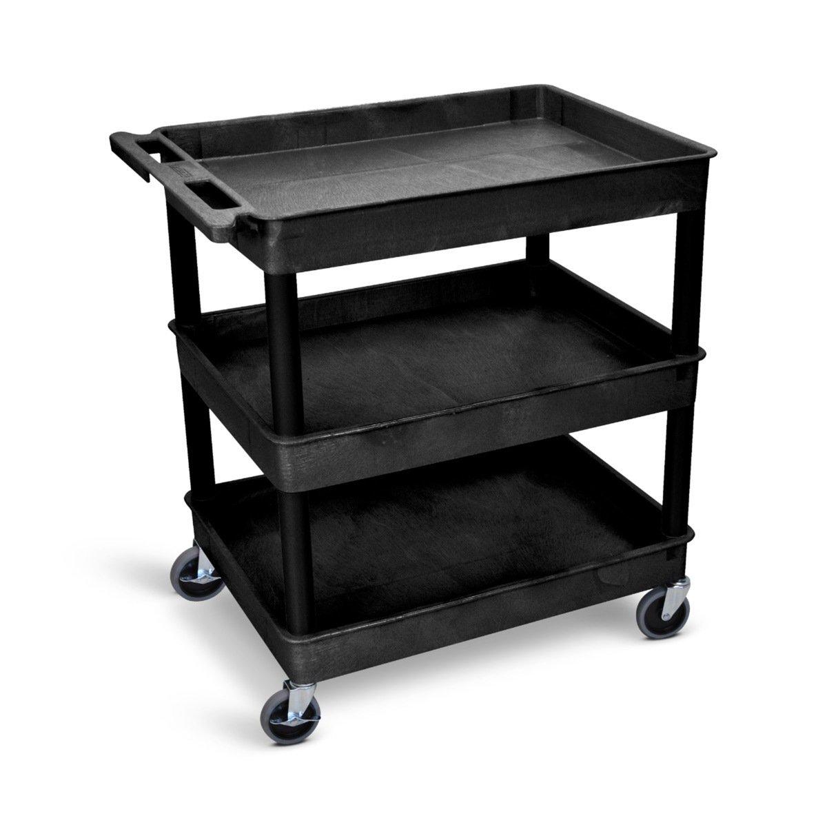 32" x 24" Large Plastic Large Tub Cart with Three Shelves
