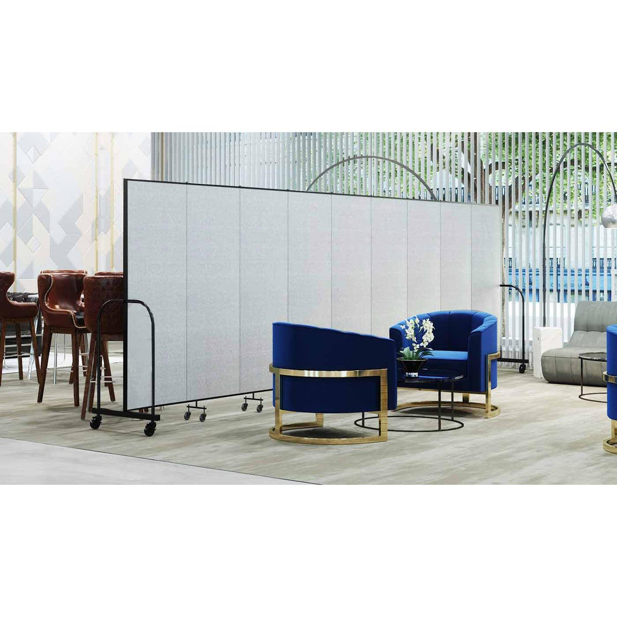 Screenflex FREEstanding Vinyl Portable Partition - 6'H x 13' 1"L - 7 Panels